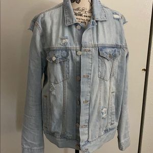 Men ripped jean jacket